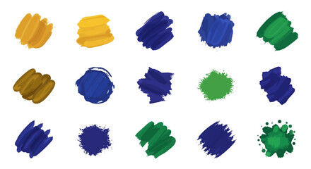 Vibrant Paint Splatters Isolated on White Background Vector Illustration