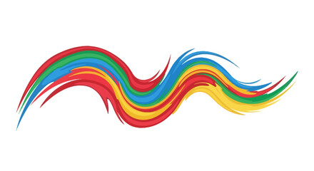 Diverse community embracing peace symbol in a vibrant, wavy illustration showcasing unity and harmony