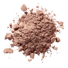 Tan powder/pigment, heap of matte particles isolated on black background