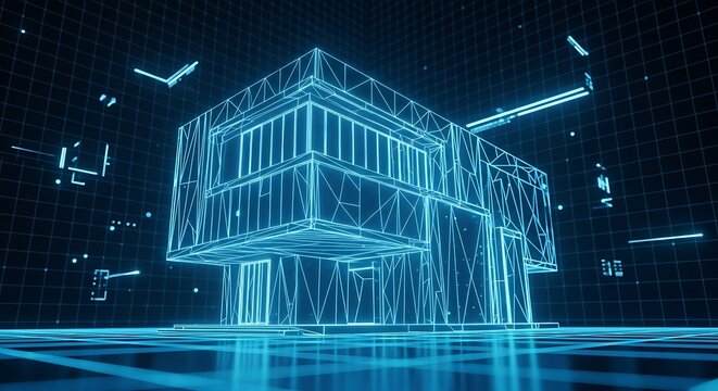 Futuristic Architectural Blueprint - A Modern Home Design Visualization.