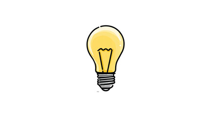 Lit yellow lightbulb illustration on black background with cartoonish aesthetic