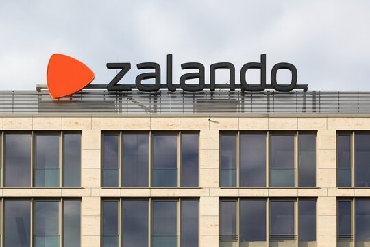 Berlin, Germany - July 12, 2020: Zalando office building. Zalando SE is a European e-commerce company based in Berlin, Germany