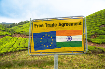 Free trade zone agreement between EU and India, reduce tariffs for import and export, economic and political ties, geopolitical tensions, global economic, commercial historic trading rule