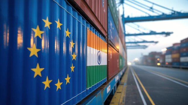 EU India Trade Containers at Port Terminal