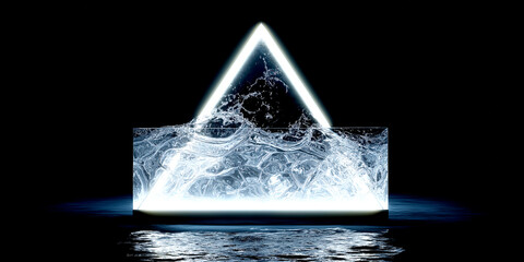 Neon Triangle with Dynamic Water Splash
