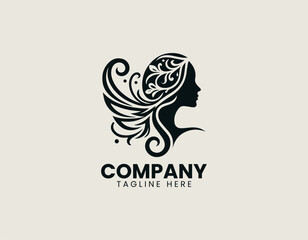 Fototapeta premium Winged female silhouette logo expresses elegance freedom and harmony in clean modern vector style