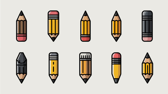 A colorful illustration depicts nine pencils in various states of use ranging from sharp to stubby arranged in two rows high quality professional detailed modern elegant