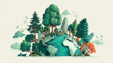 World Environment Day theme promoting reforestation, sustainability, green living, and connecting with nature. 