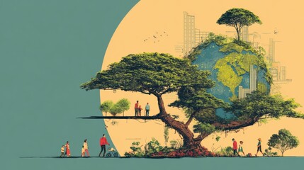 World Environment Day theme promoting reforestation, sustainability, green living, and connecting with nature. 
