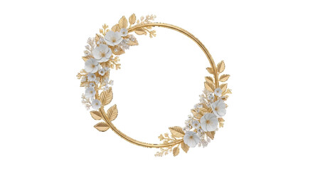 Gold and White Floral Wreath Frame