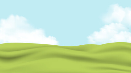Soft green rolling hills under a clear blue sky,peaceful background, open landscape