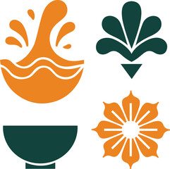 Songkran Festival Traditional Symbols Sets Vector Illustration