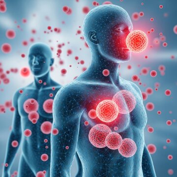 Human immune system fighting viral infection