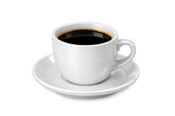 Coffee cup on a saucer filled with fresh black espresso, a delicious morning beverage offering a caffeine boost