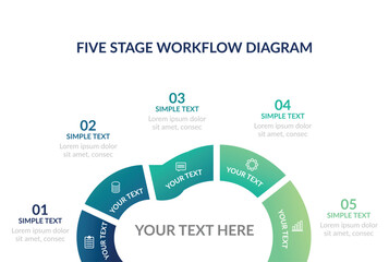 Five Step Business Process Workflow Infographic Diagram