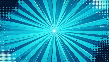 Abstract blue background with bright sunburst rays and glowing light beams creates a vector illustration of a shining star explosion for a celestial wallpaper design