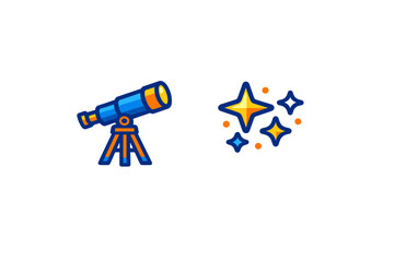 Naklejka premium Exploring stars with a telescope at night near the city skyline for stargazing enthusiasts during a clear evening