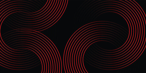 Obraz premium Abstract Red Concentric Circular Lines on Black Background