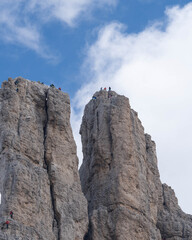 Fototapeta premium Beautiful and Idyllic Landscapes from South Tyrol - Vajolet Towers with Climbers