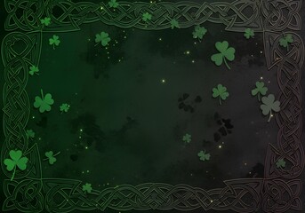 A mystical green frame with shamrocks and Celtic knots evokes Irish heritage, perfect for cultural events and celebrations.