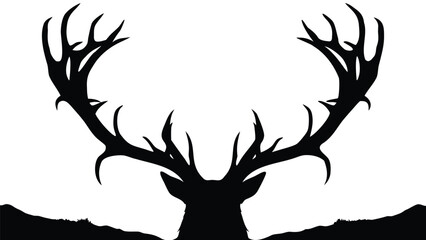 Deer Antler Silhouette Vector Graphic
