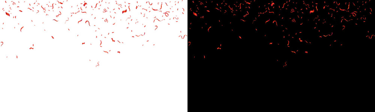red confetti narrow top strip black friday sale promotion background streamers raster isolated
