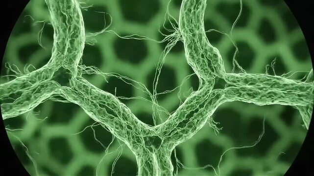 Close-up microscopic view of a plant s cellular structure showcasing intricate root systems and vascular bundles representing growth biology and scientific research