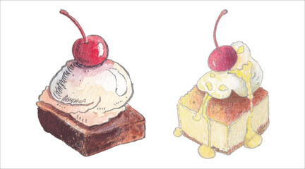 ice cream Watercolor Element for Recipe Design