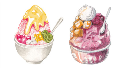 ice cream Watercolor Illustration Artistic Clipart