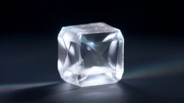 Rotating Sugar Crystal Cube with Light Refraction, Minimal Macro Motion, Surreal Silliness Video