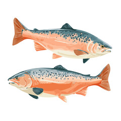 Fototapeta premium Minimal 2D flat vector of a Salmon, icon-style illustration on a white background