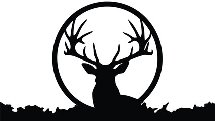 Deer silhouette logo with antlers in circle