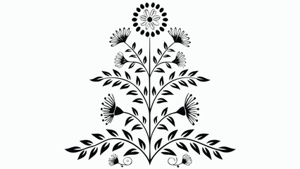 Black and white floral vector illustration