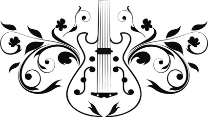 Vector guitar illustration with floral design