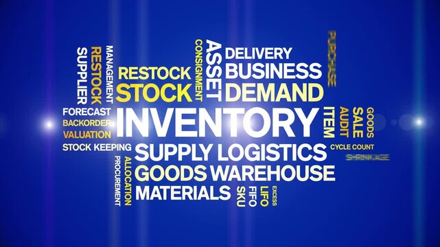 inventory animated word cloud-text design animation tag kinetic typography seamless loop.