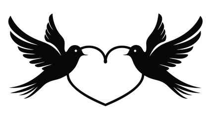 Vector illustration of two birds forming a heart