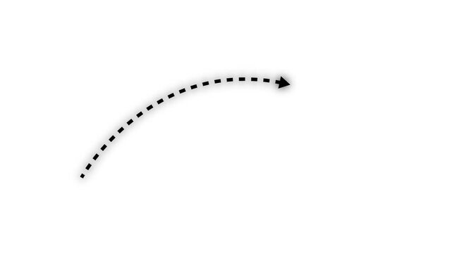 Dotted arrow animation, Set of animated dotted arrows. Dotted arrows animation