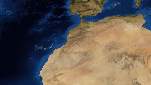 Satellite Map Zoom Animation From World View to Marrakesh Morocco