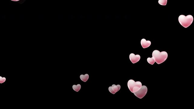 4K Falling red heart emoji animation overlay on white background for Valentine&rsquo;s Day