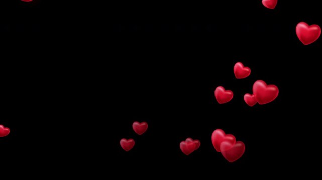 4K Falling red heart emoji animation overlay on white background for Valentine&rsquo;s Day
