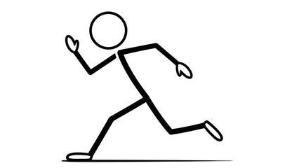 Obraz premium Simple stick figure running with dynamic pose and minimalist design.