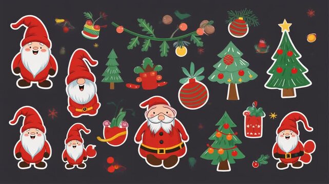 Festive Christmas Pattern with Gnomes, Santa, and Trees Perfect for Holiday Backgrounds