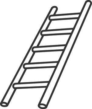 Vector  illustration of Linear ladder icon representing career growth, climbing and success, isolated on transparent background