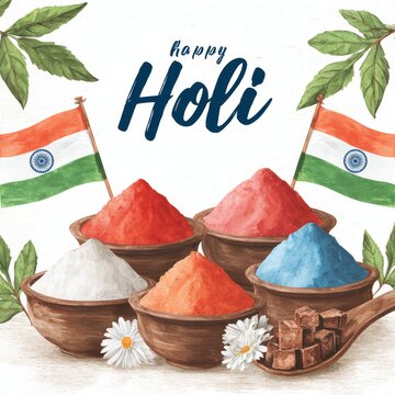 Holi Colorful Holi Festival Celebration, Festive Powders