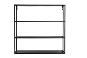 Black Empty Wall Shelf With Three Levels Isolated on Transparent Background