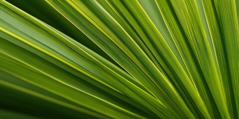 Obraz premium Close-up of vibrant green palm leaves