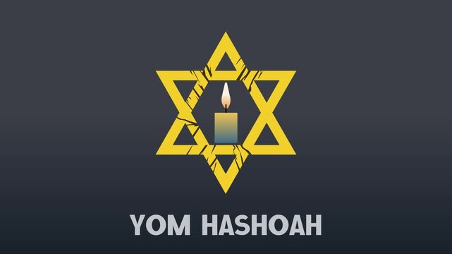 Animated Yom Hashoah Holocaust Memorial with Star of David and Candle
