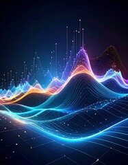 Colorful waveform landscape with glowing lines and data points