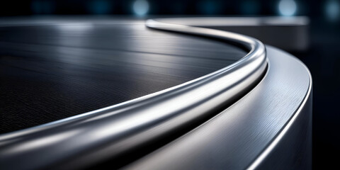 Obraz premium A close-up view of a metallic surface with smooth, curved lines showcasing modern design and precision engineering.