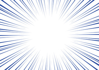 青色の集中線 漫画風スピード感あふれる背景素材 放射状ベクター